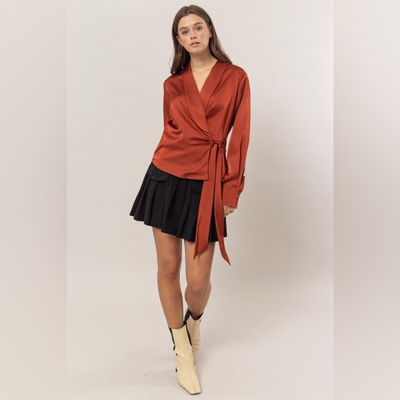 #114 Keri Satin Wrap Blouse - Picture 3 of 5